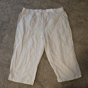 Liz Claiborne Crop Linen Cotton Stripe Pant‎ Size 0X